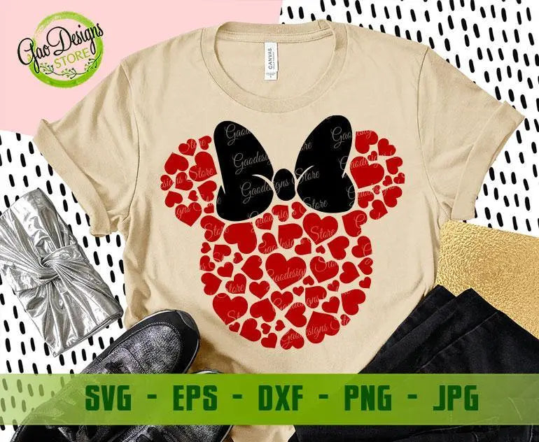 Minnie Hearts svg, Minnie Valentine's day svg, Disney Valentine svg, Minnie Ears, Kids Valentines Day svg, Minnie Valentine svg Cutting files for CriCut GaoDesigns Store Digital item