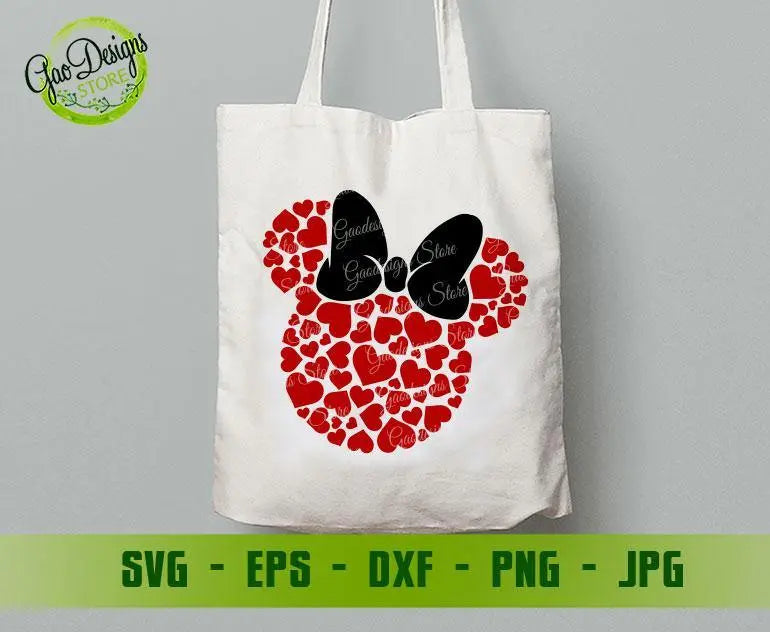 Minnie Hearts svg, Minnie Valentine's day svg, Disney Valentine svg, Minnie Ears, Kids Valentines Day svg, Minnie Valentine svg Cutting files for CriCut GaoDesigns Store Digital item