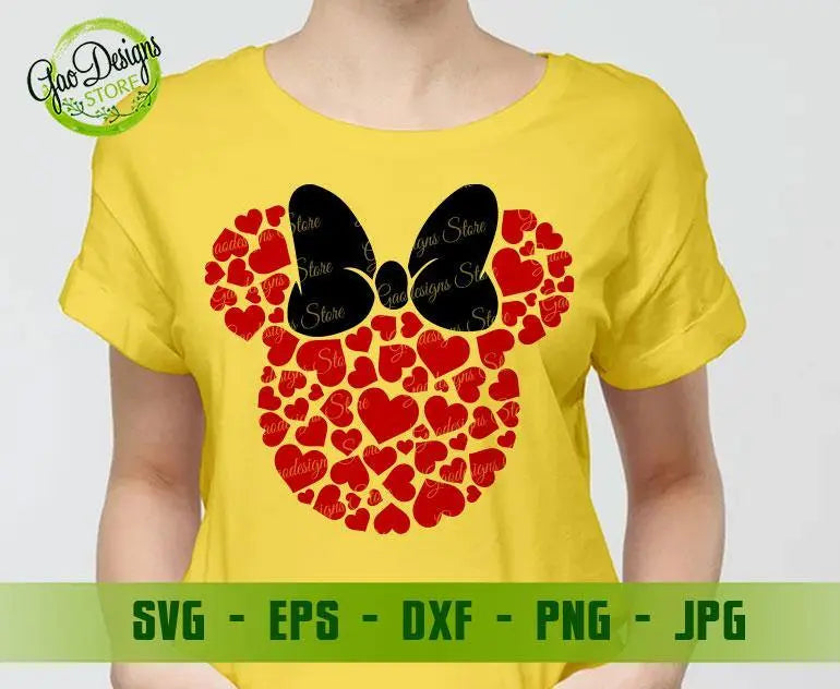 Minnie Hearts svg, Minnie Valentine's day svg, Disney Valentine svg, Minnie Ears, Kids Valentines Day svg, Minnie Valentine svg Cutting files for CriCut GaoDesigns Store Digital item