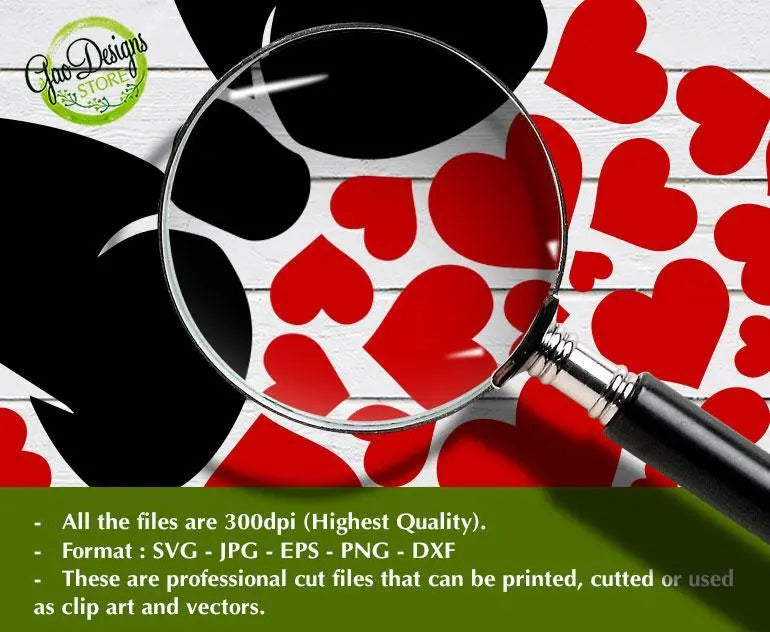 Minnie Hearts svg, Minnie Valentine's day svg, Disney Valentine svg, Minnie Ears, Kids Valentines Day svg, Minnie Valentine svg Cutting files for CriCut GaoDesigns Store Digital item