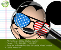 Minnie Mickey with Sunglasses svg file for cricut, Mickey Minnie with american Flag Sunglasses svg, Disney inspired svg GaoDesigns Store Digital item