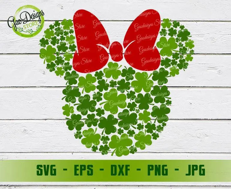 Minnie shamrock svg Disney Minnie Mouse St Patrick's Day svg Minnie Shamrock Minnie Head Minnie Ears svg Cutting files for CriCut Minnie Mose Svg GaoDesigns Store Digital item