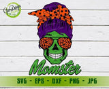 Momster Svg Files For Cricut, Halloween Mom Skull svg, Mom of monsters svg, momster with bun svg, funny halloween svg GaoDesigns Store Digital item