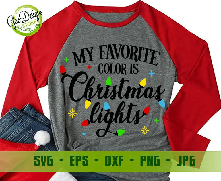My favorite color is Christmas lights svg, Christmas cut file