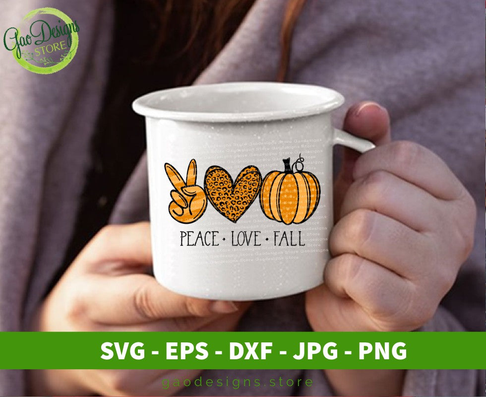 Peace Love Fall SVG - Pumpkin, Plaid, Animal Print DXF PNG EPS By  ShineGreenArt