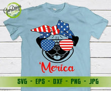 Load image into Gallery viewer, Pug Merica svg, Pug dog 4th of July Svg, Pug with Bandana, Patriotic Svg, 4th of July Tshirt svg file for cricut, dog lover gift, Fourth of July, merica svg, pug dog lover svg GaoDesigns Store Digital item
