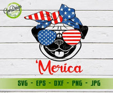 Load image into Gallery viewer, Pug Merica svg, Pug dog 4th of July Svg, Pug with Bandana, Patriotic Svg, 4th of July Tshirt svg file for cricut, dog lover gift, Fourth of July, merica svg, pug dog lover svg GaoDesigns Store Digital item
