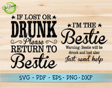 Load image into Gallery viewer, Return To Bestie - Matching Friends Set of Cut Files, SVG PNG EPS dxf , If lost or drunk please return to bestie svg GaoDesigns Store Digital item
