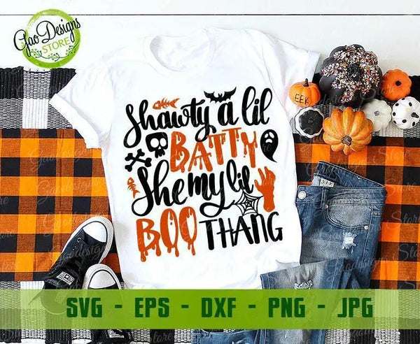 Shawty a lil BATTY, she my lil BOO thang svg cute file for cricut silhouette cameo, hallowen shirt svg, halloween svg files, funny halloween svg GaoDesigns Store Digital item