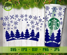 Load image into Gallery viewer, Snowflake Starbucks Cup SVG, Christmas Starbuck Cold Cup SVG, Full Wrap for Starbucks Venti Cold Cup GaoDesigns Store Digital item

