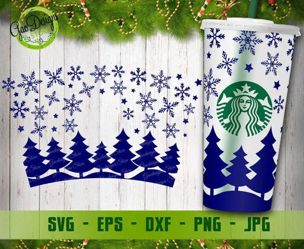 Snowflake Starbucks Cup SVG Full Wrap for Starbucks Venti Cold Cup -  Gaodesigns Store