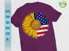 Load image into Gallery viewer, Sunflower svg, 4th of july svg, patriotic svg, usa svg, fourth of july svg, 4th of july svg files, july 4th t-shirts GaoDesigns Store Digital item
