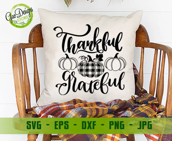 Thankful Grateful Pumpkin SVG, Autumn SVG Cut Files, Fall Pumpkin season svg, Autumn Leaves SVG, thanksgiving svg GaoDesigns Store Digital item
