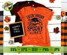 Load image into Gallery viewer, Thick Thighs and Spooky Vibes svg, Funny Halloween svg, Workout SVG, Spooky Fun Svg, Scary Season svg GaoDesigns Store Digital item
