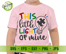 Load image into Gallery viewer, This little light of mine SVG, Autism awareness svg, Puzzle piece svg, Autism quote svg file for cricut Instant download GaoDesigns Store Digital item
