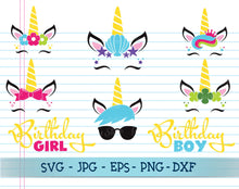 Load image into Gallery viewer, Unicorn bundle svg UNICORN FACE SVG, unicorn head svg files for cricut, unicorn face clipart, unicorn birthday svg, birthday girl svg GaoDesigns Store Digital item
